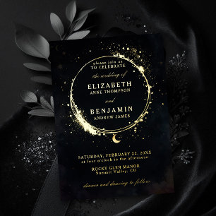 Invitation En Aluminium Mariage céleste élégant et fantaisiste en or