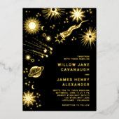 Invitation En Aluminium Mariage céleste noir (Recto)