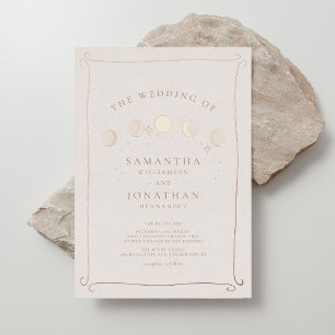 Invitation En Aluminium Mariage céleste tiré à la main lunaire et solaire