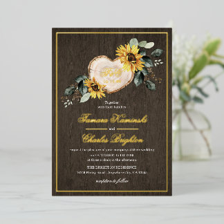 Invitation En Aluminium Mariage Champêtre à l'Aquarelle avec Tournesols et