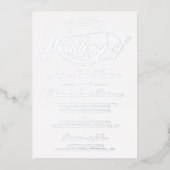 Invitation En Aluminium Mariage Chic Argent Script Réel (Recto)