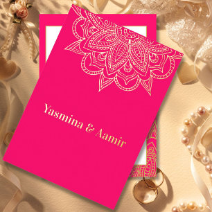 Invitation En Aluminium Mariage chic de style indien formel rose et or