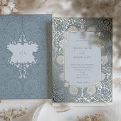 Invitation En Aluminium Mariage chic Dusty Blue et Silver Foil