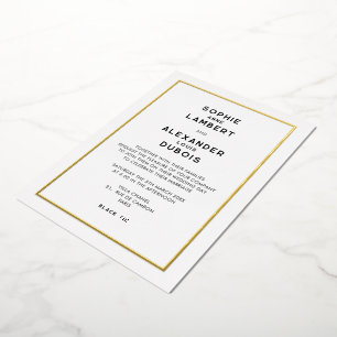 Invitation En Aluminium Mariage Chic Minimaliste Bordure Dorée Française