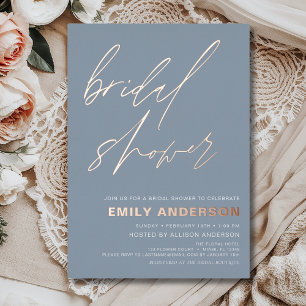 Invitation En Aluminium Mariage Chic Moderne Poussiéreux Bleu Or Rose