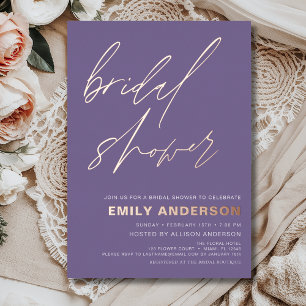 Invitation En Aluminium Mariage chic moderne violet et or rose