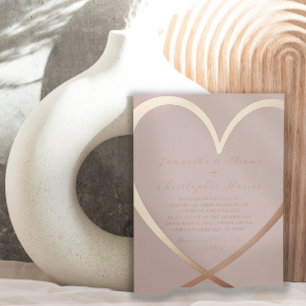 Invitation En Aluminium Mariage Chic Rose Gold Heart