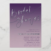 Invitation En Aluminium Mariage Chic Violet et Argent Calligraphié (Recto)