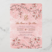 Invitation En Aluminium Mariage chinois à deux fleurs de pêche (Recto)