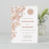 Invitation En Aluminium MARIAGE chinois BILINGUAL Dusty Rose Rose Gold (Debout devant)