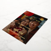 Invitation En Aluminium MARIAGE chinois BILINGUE Photo Gold Foil (Rotation)