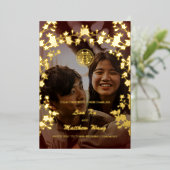 Invitation En Aluminium MARIAGE chinois BILINGUE Photo Gold Foil (Debout devant)