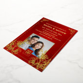 Invitation En Aluminium MARIAGE CHINOIS BILINGUE Photo Or Rouge (Rotation)