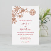 Invitation En Aluminium MARIAGE chinois BILINGUES Rose Gold Cherry Blossom (Debout devant)