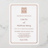 Invitation En Aluminium Mariage chinois blanc or Rose simple (Recto)