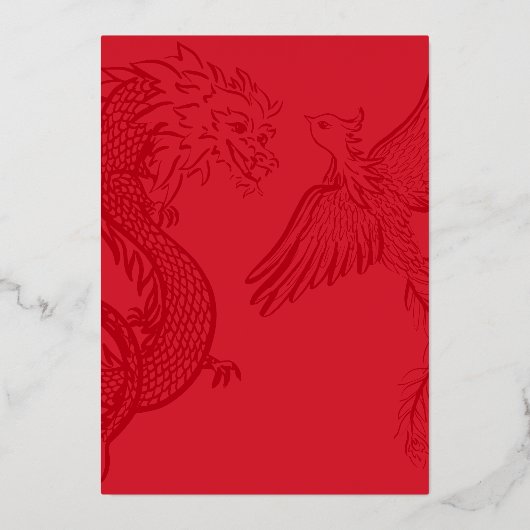 Invitation En Aluminium Mariage chinois Dragon d'Or et Phénix (Verso)