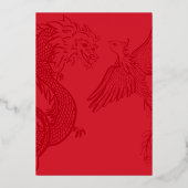 Invitation En Aluminium Mariage chinois Dragon et Phénix dorés (Verso)