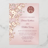 Invitation En Aluminium Mariage chinois Dusty Rose Gold FOIL (Recto)
