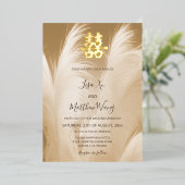 Invitation En Aluminium Mariage chinois en laiton beige Pampas (Debout devant)
