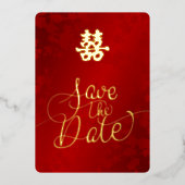 Invitation En Aluminium Mariage Chinois Enregistrer La Date (Recto)
