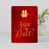 Invitation En Aluminium Mariage Chinois Enregistrer La Date (Debout devant)