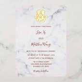 Invitation En Aluminium Mariage chinois moderne en marbre (Recto)