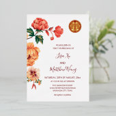 Invitation En Aluminium Mariage chinois Peony Flower Gold (Debout devant)