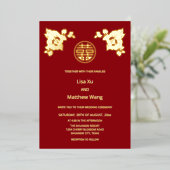 Invitation En Aluminium Mariage chinois Rose d'or (Debout devant)