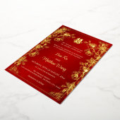 Invitation En Aluminium MARIAGE chinois rouge BILINGUAL Gold Frame (Rotation)