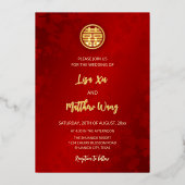 Invitation En Aluminium MARIAGE chinois rouge moderne BILINGUE (Recto)