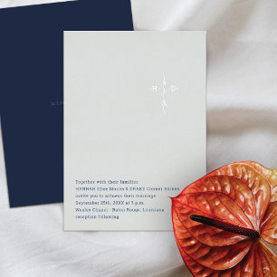 Invitation En Aluminium Mariage Chrétien   Croix des Initiales du Couple A