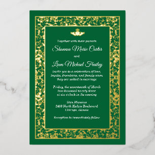 Invitation En Aluminium Mariage Claddagh en filigrane floral à feuille d'o