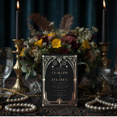 Invitation En Aluminium Mariage classique Art Déco élégant Black Gold des 