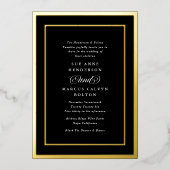 Invitation En Aluminium Mariage classique Black Blanc Formal Gold Frames (Recto)