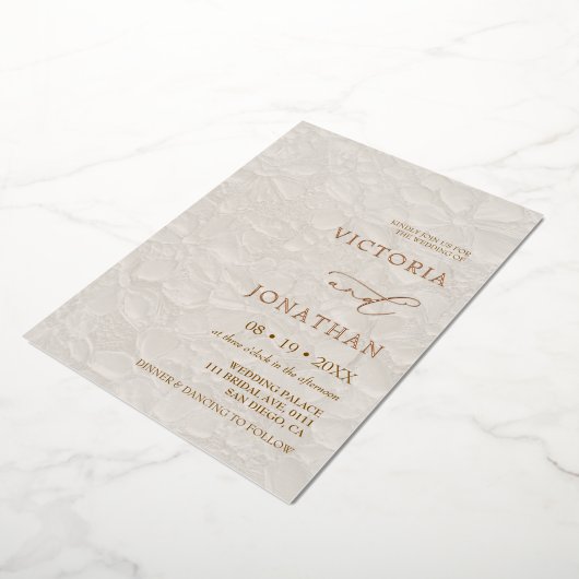 Invitation En Aluminium Mariage classique crème ivoire (Rotation)