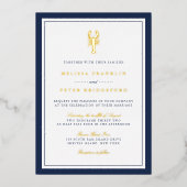 Invitation En Aluminium Mariage classique de homard nautique (Recto)