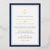 Invitation En Aluminium Mariage classique de marine nautique et d'Ancre d' (Recto)