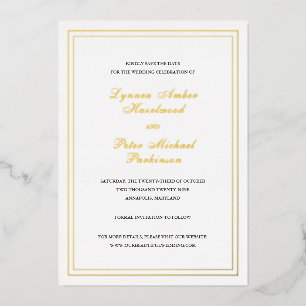 Invitation En Aluminium Mariage classique élégant Enregistrer la date