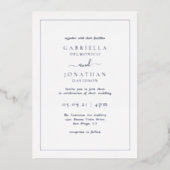 Invitation En Aluminium Mariage classique élégant Noir Argent (Recto)