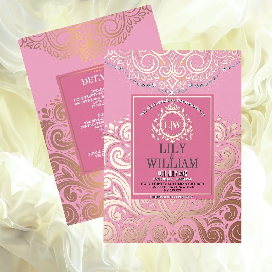 Invitation En Aluminium Mariage classique Monogramme Boho Rose Dusty