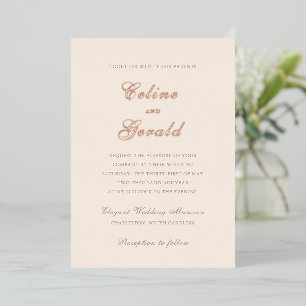 Invitation En Aluminium Mariage classique neutre de sable