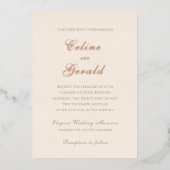 Invitation En Aluminium Mariage classique neutre de sable (Recto)