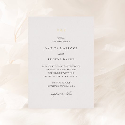 Invitation En Aluminium Mariage classique noir et blanc élégant