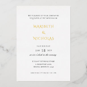 Invitation En Aluminium Mariage Classique Noir et Blanc Moderne