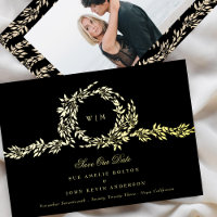 Mariage Classique Photo Or Monogramme Noir Crest