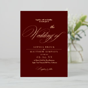 Invitation En Aluminium Mariage Classique Romantique Rose Gold Foil Bourgo