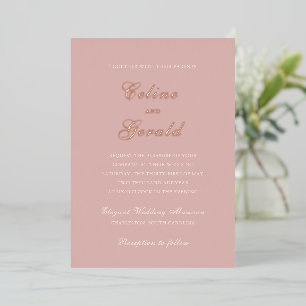 Invitation En Aluminium Mariage classique rose élégant