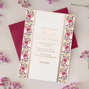 Invitation En Aluminium Mariage Classique Rose Vert Jaune Floral Cygne Ois