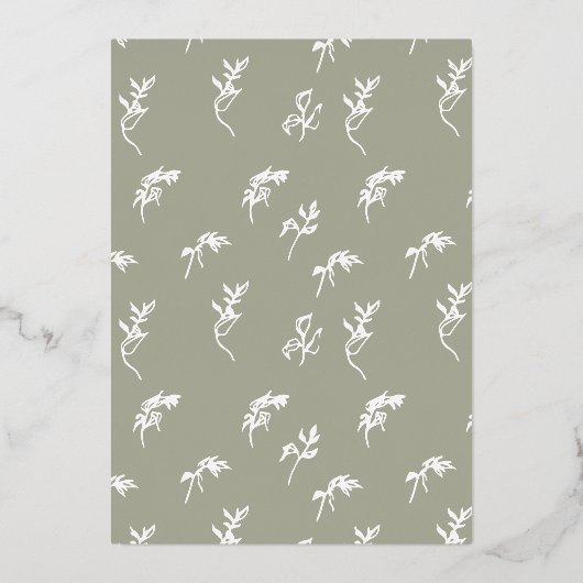 Invitation En Aluminium mariage classique sauge vert or monogramme (Verso)