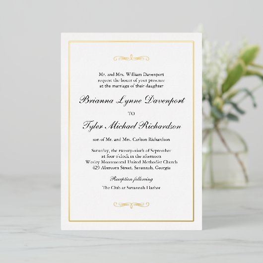Invitation En Aluminium Mariage classique simple et élégant (Debout devant)